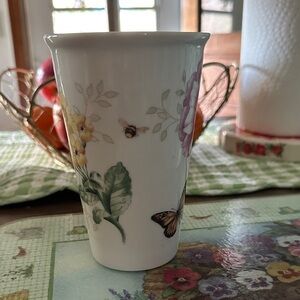 Lenox “Butterfly Meadow” Floral Ceramic Tumbler, as is